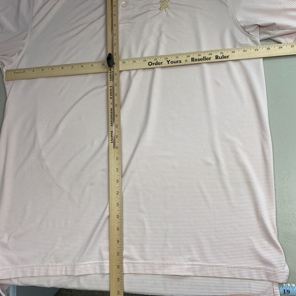 Peter Millar Summer Comfort Polo Shirt Men Extra Large Striped Orange White Logo - Picture 8 of 13